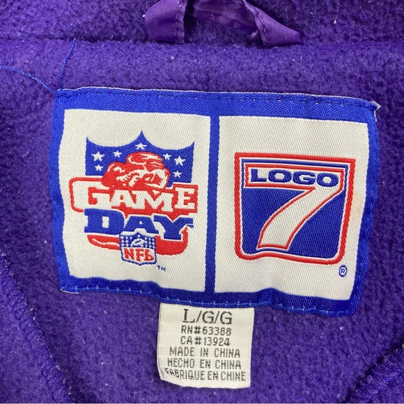 MINNESOTA VIKINGS Vintage LOGO 7 Game Day Pullover Zip Up Fleece Size Large - Picture 8 of 12